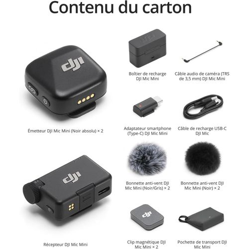 DJI Mic Mini microphone sans fil compact pour caméra, smartphone et création de contenu